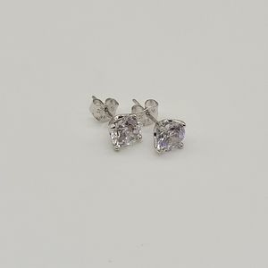 Rhodium Plated Sterling 6mm CZ Stud Earrings
